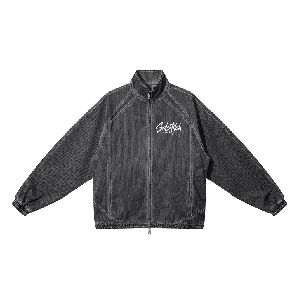 Unisex Vintage Wash Full Zip Mesh Jacket